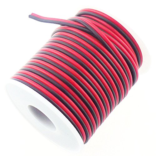 Product Cover RGBSIGHT 40FT 18 Gauge Single Color LED Strip Extension Cable 18AWG 2pin 2 Color Red Black Stand Wire Conductor for LED Ribbon Lamp Tape Lighting (40 Feet per Spool)