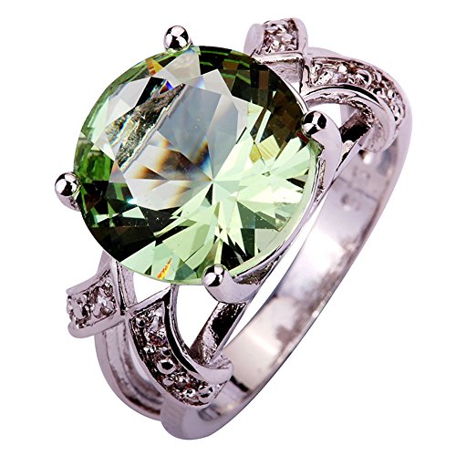 Product Cover Psiroy 925 Sterling Silver Created Green Amethyst Filled Solitaire Promise Ring Size 7