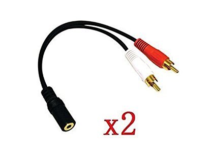 Product Cover yueton 2 Pack Gold 3.5mm 6 Inch Stereo Female Mini Jack to 2 Male RCA Plug Adapter Audio Y Cable