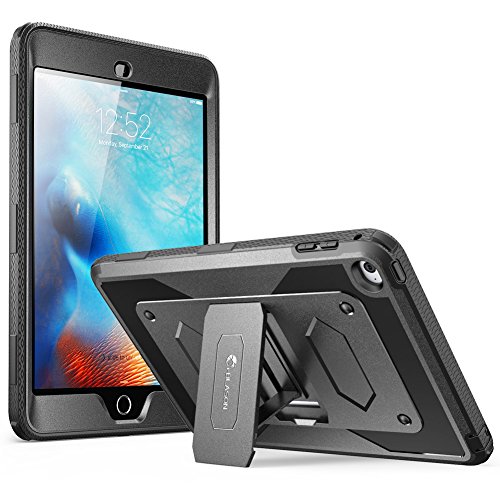 Product Cover iPad Mini 4 Case, [Heave Duty] i-Blason Apple iPad Mini 4 2015/2018 Armorbox [Dual Layer] Hybrid Full-Body Protective Kickstand Case with Front Cover and Built-in Screen Protector/Bumpers (Black)