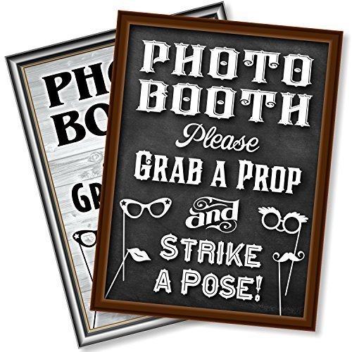 Product Cover Bigtime Signs Photo Booth Props Sign, 2-Sided, Use for Any Wedding, Party or Event Chalkboard Style on 1 Side and a Rustic Vintage Look on the 2nd, 16