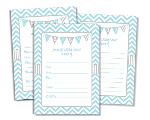 Product Cover 50 Blue Boy Baby Shower Invitations and Envelopes (Large Size 5x7)