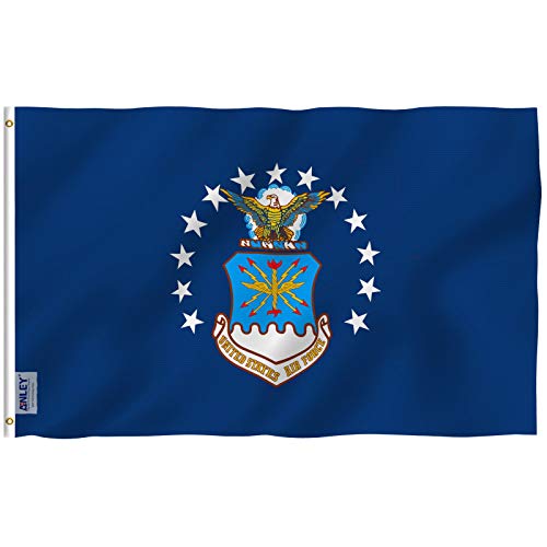 Product Cover Anley Fly Breeze 3x5 Foot US Air Force Flag - Vivid Color and UV Fade Resistant - Canvas Header and Double Stitched - United States Air Force Military Polyester Flags with Brass Grommets 3 X 5 Ft