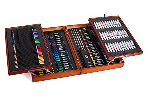 Product Cover Mont Marte 174-Piece Deluxe Art Set, Art Supplies for Painting and Drawing, Art Kit in Wood Box Includes Acrylic, Oil, Watercolor Paints, Oil Pastels, Color Pencils