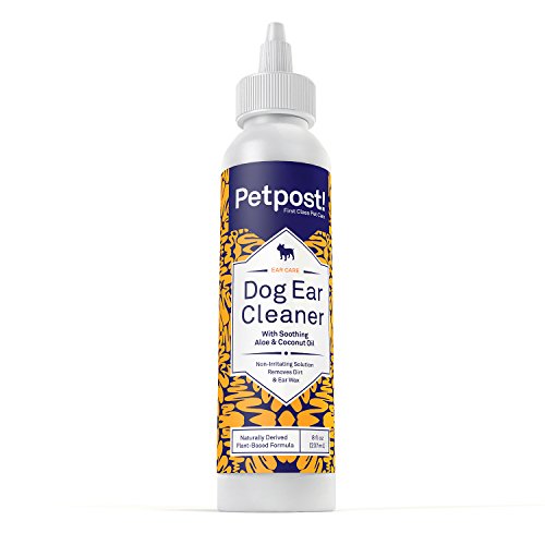 Product Cover Petpost | Dog Ear Cleaner - Natural Coconut Oil Solution - Best Treatment for Dog Ear Mites, Yeast and Ear Infection Causing Wax - Alcohol & Irritant Free - 8 Oz.