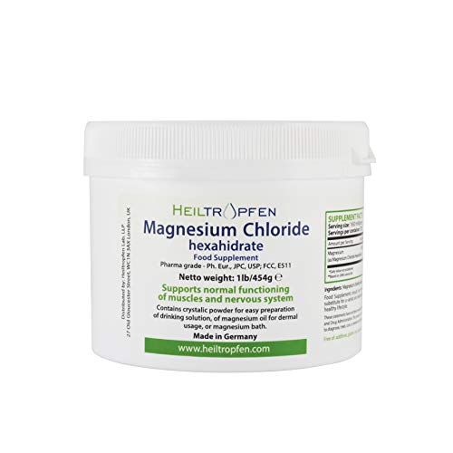 Product Cover 1 Pound Magnesium Chloride, Hexahydrate, Pharmaceutical Grade, Crystal Powder, Pure Ph. EUR, BP, USP, 100% - Heiltropfen®