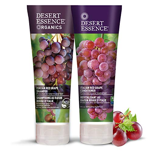Product Cover Desert Essence Italian Red Grape Shampoo & Conditioner Bundle - 8 Fl Ounce - Protection For Color Treated Hair - Antioxidant - Vitamin B5 - Natural - Protect Hair From UV Filters