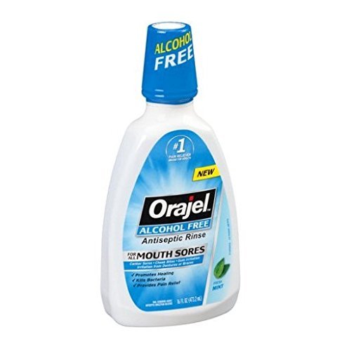 Product Cover Orajel Alcohol-Free Antiseptic Mouth Sore Rinse, Fresh Mint, 16 Fl Oz (Pack of 2)