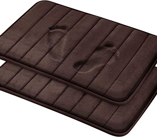Product Cover Magnificent Memory Foam Bath Mat, 2 Pack, 20 x 32 Bathroom Rugs, Non Slip Ultra Absorbent, Chocolate