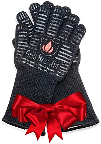 Product Cover BBQ Gloves Extreme Heat Resistant for Baking, Smoking, Cooking, Grilling, Barbecue, Fireplace, Camping - More Flexibility for Kitchen or Outdoor Than Oven Mitts, Protect Up To 932°F, 14 inch Long Cuff