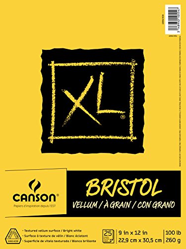Product Cover Canson XL Series Bristol Vellum Paper Pad, Heavyweight Paper for Pencil, Vellum Finish, Fold Over, 100 Pound, 9 x 12 Inch, Bright White, 25 Sheets