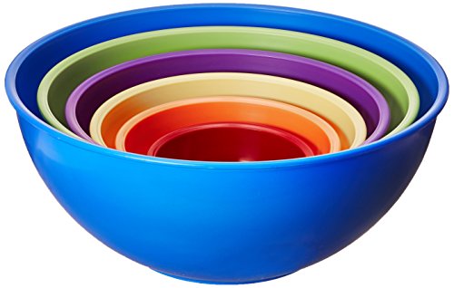 Product Cover Gourmet Home Products 6 Piece Nested Polypropylene Mixing Bowl Set, Royal Blue
