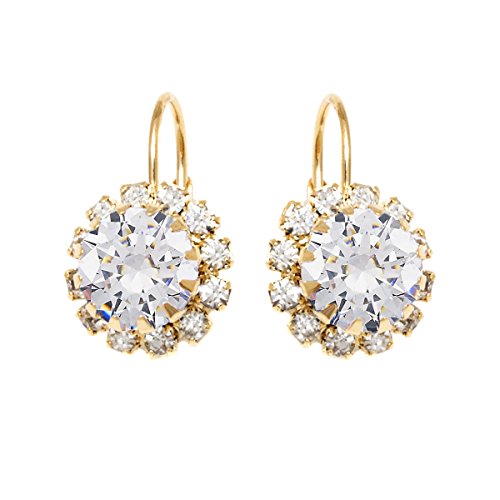Product Cover Brazel 18K Gold & Silver Tone Crystal Flower Earrings Made with Swarovski Elements
