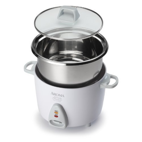 Product Cover Aroma Simply Stainless 6-Cup (Cooked) Rice Cooker, White by Aroma Housewares