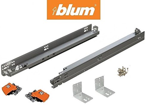 Product Cover Bundle - 21 BLUM TANDEM Drawer Slides with BLUMOTION. Includes Slides 563H, Locking Devices, Rear Mounting Brackets, Screws and Instructions. by Blum