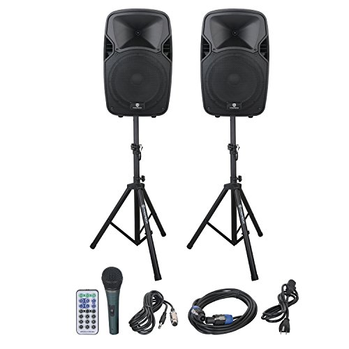 Product Cover PRORECK PARTY 12 Portable 12-Inch Woofer 2-Way Powered PA Speaker System Combo Set with Bluetooth/USB/SD Card Reader/FM Radio/Remote Control/Speaker Stand