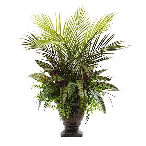 Product Cover Nearly Natural 6828 Mixed Areca Palm, Fern & Peacock with Planter, 27