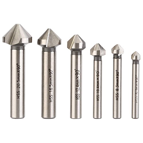 Product Cover 3 Flute 90 Degree HSS Chamfering End Mill Cutter Bit Countersink Drill Bit Pack of 6pcs