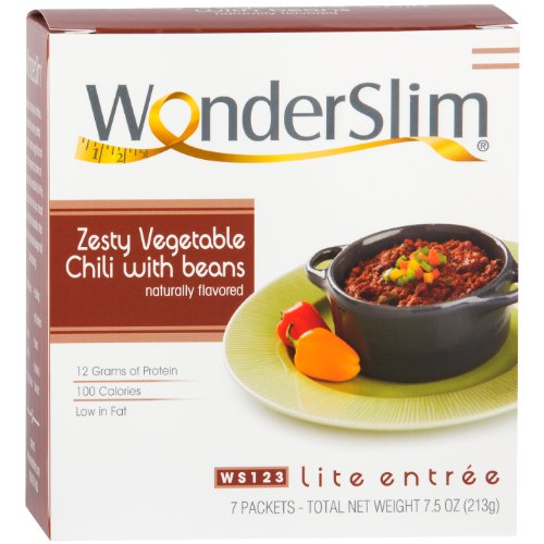 Product Cover WonderSlim Low-Carb High Protein Vegetarian Zesty Vegetable Chili w/Beans Mix (7 Servings/Box) - Low Carb, Low Fat, Kosher, Cholesterol Free