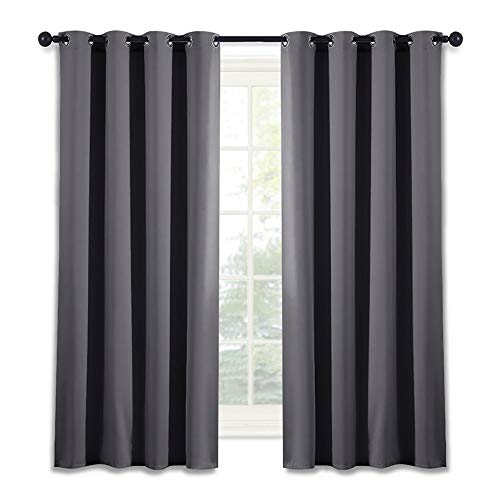 Product Cover NICETOWN Blackout Window Curtain for Bedroom - (Grey Color) Home Decoration Thermal Insulated Room Darkening Drape/Drapery, W52 x L63 Inch, 8 Grommets/Rings Top, 1 Panel