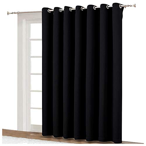 Product Cover NICETOWN Patio Door Slider Curtains - Sliding Panel Curtains, Door Blinds, Block Out Drapes, Outside Curtain for Patio & Hall Room (Black, W100 x L84)