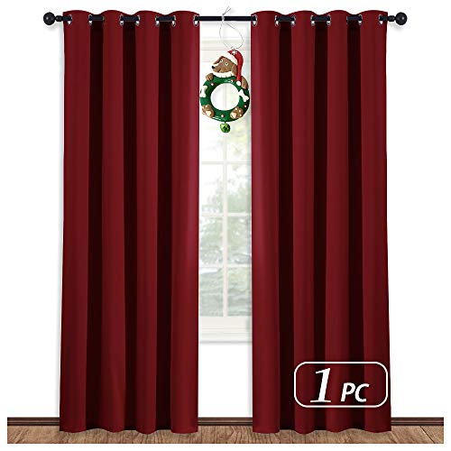 Product Cover NICETOWN Burgundy Curtains for Living Room - (Burgundy Red) Home Decor Energy Smart Thermal Insulated Window Treatment Drape/Drapery for Patio Door, 52x84 Inch,1 Piece