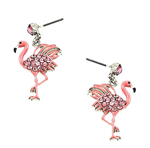 Product Cover DianaL Boutique Pink Flamingo Earrings Stud Post Crystal Enamel Gift Boxed