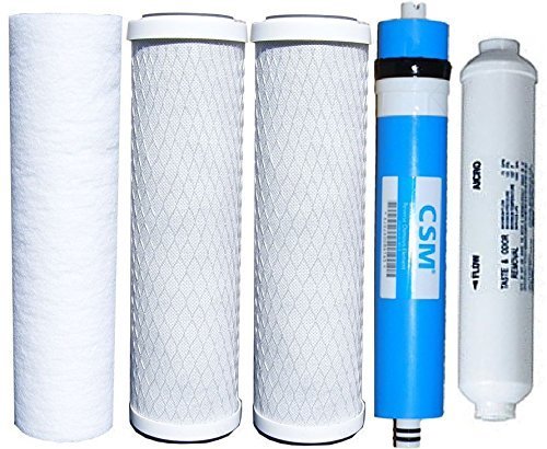 Product Cover Watts Reverse Osmosis Replacement Filter Set 5 pcs w/ CSM 50 GPD Membrane