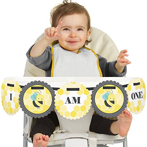 Product Cover Big Dot of Happiness Honey Bee 1rst Birthday Highchair Decor - I Am One - First Birthday High Chair Banner