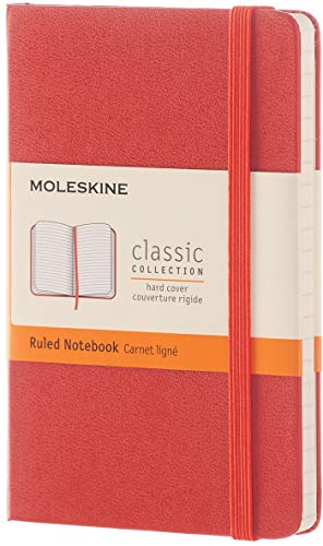 Product Cover Moleskine Classic Notebook, Pocket, Ruled, Coral Orange, Hard Cover (8051272893571)