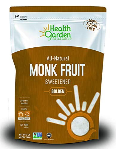 Product Cover Health Garden Monk Fruit Sweetener, Golden- Non GMO - Gluten Free - Sugar Substitute - Kosher - Keto Friendly (3 lbs)