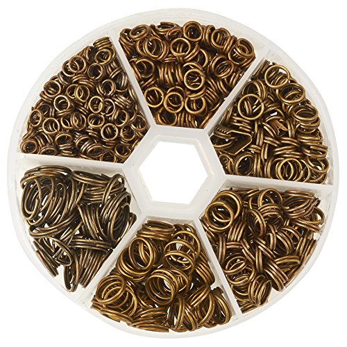 Product Cover PH PandaHall 1 Box 6 Sizes Antique Bronze Split Iron Double Jump Rings for Jewelry Making, Nickel Free (Diameter: 4mm, 5mm, 6mm, 7mm, 8mm, 10mm)