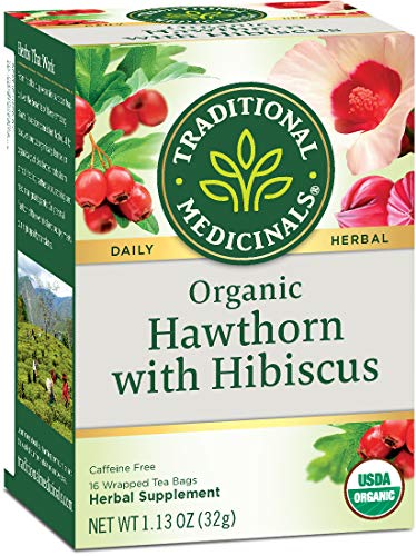 Product Cover Traditional Medicinals Organic Hawthorne with Hibiscus Herbal Tea, 16 Count Tea Bags (Pack of 6)