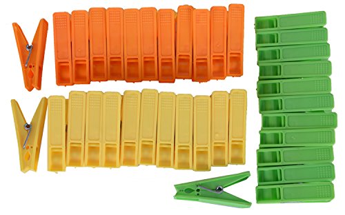 Product Cover River Plastic Sturdy Cloth Clips, 36 Pieces,Orange, Yellow, & Green,18.5 Cms X 7 Cms X 3 Cms,Plastic