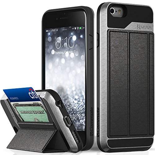 Product Cover iPhone 6S Wallet Case, Vena [vCommute][Drop Protection] Flip Leather Cover Card Slot Holder with Kickstand for Apple iPhone 6 6S (Space Gray/Black)