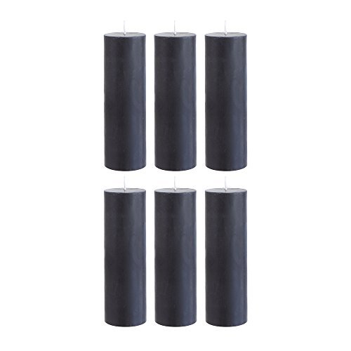 Product Cover Mega Candles 6 pcs Unscented Black Round Pillar Candle, Hand Poured Premium Wax Candles 2 Inch x 6 Inch, Home Décor, Wedding Receptions, Baby Showers, Birthdays, Celebrations, Party Favors & More