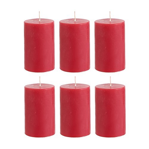 Product Cover Mega Candles 6 pcs Unscented Red Round Pillar Candle, Hand Poured Premium Wax Candles 2 Inch x 3 Inch, Home Décor, Wedding Receptions, Baby Showers, Birthdays, Celebrations, Party Favors & More