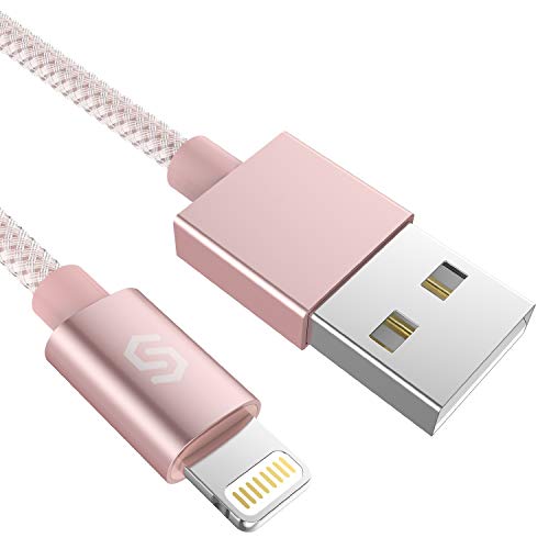 Product Cover Syncwire Nylon-Braided iPhone Charger Lightning Cable - 3.3ft/1M [Apple Mfi Certified] Durable Sync&Charging Cord for iPhone Xs Max/XS/XR/X, 8 7 6S 6 Plus, SE 5S 5C 5, iPad iPod - Rosegold
