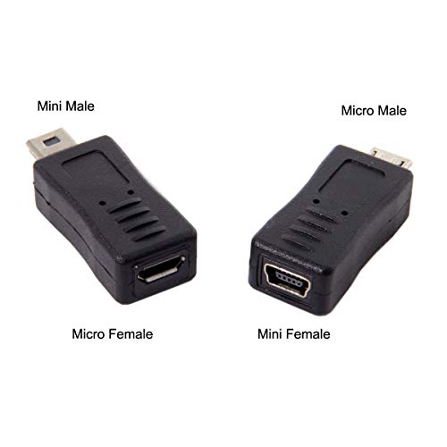 Product Cover CY 2pcs Mini USB Male to Micro USB 5pin Female & Mini Female to Micro Male Extension Adapter Black
