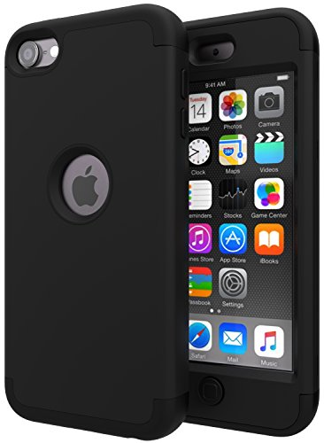 Product Cover iPod Touch 7 Case,iPod Touch 6 Case,SLMY(TM) Heavy Duty High Impact Armor Case Cover Protective Case for Apple iPod Touch 5/6/7th Generation Black/Black
