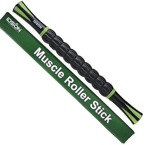Product Cover IDSON Muscle Roller Stick for Athletes- Body Massage Sticks Tools-Muscle Roller Massager for Relief Muscle Soreness,Cramping and Tightness,Help Legs and Back Recovery,Black Green