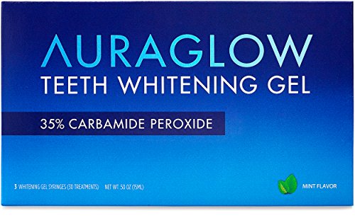 Product Cover AuraGlow Teeth Whitening Gel Syringe Refill Pack, 35% Carbamide Peroxide, (3) 5ml Syringes