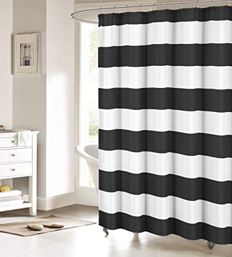 Product Cover FAMILYDECOR Black and White Shower Curtain Nautical Striped Design Fabric Curtains Bathroom Accessories 72x72