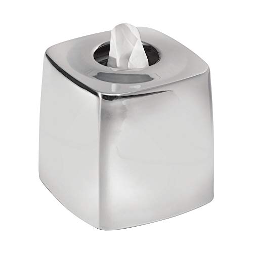Product Cover mDesign Facial Tissue Box Cover/Holder for Bathroom Vanity Countertops - Polished Stainless Steel