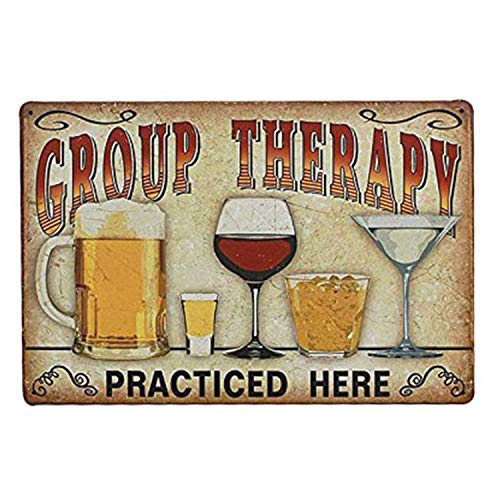 Product Cover UNIQUELOVER Plaque Poster Group Therapy Practiced Here Retro Vintage Metal Tin Signs for Cafe Bar Pub Beer Pub Bar Wall Decor 12 X 8