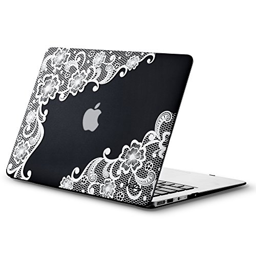 Product Cover Kuzy MacBook Air 13 inch Case A1466 A1369 Soft Touch Cover for Older Version 2017, 2016, 2015 Hard Shell - Lace Black