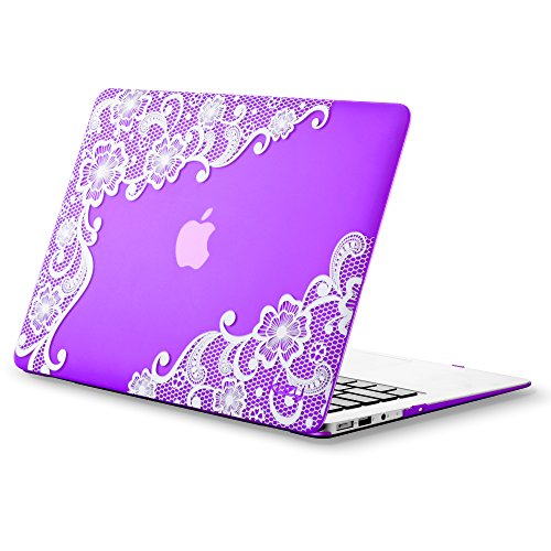 Product Cover Kuzy MacBook Air 13 inch Case A1466 A1369 Soft Touch Cover for Older Version 2017, 2016, 2015 Hard Shell - Lace Purple