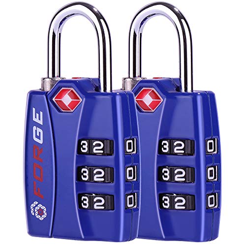 Product Cover Forge TSA Locks 2 Pack - Open Alert Indicator, Alloy Body and Hardened Steel Shackle with Re-settable 3-Digit Combination