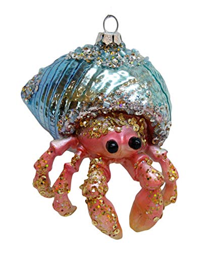 Product Cover December Diamonds Blown Glass Embellished Hermit Crab Christmas Ornament, Multi, One Size