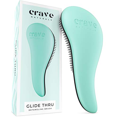 Product Cover Crave Naturals Glide Thru Detangling Brush for Adults & Kids Hair - Detangler Comb & Hair Brush for Natural, Curly, Straight, Wet or Dry Hair (TURQUOISE)